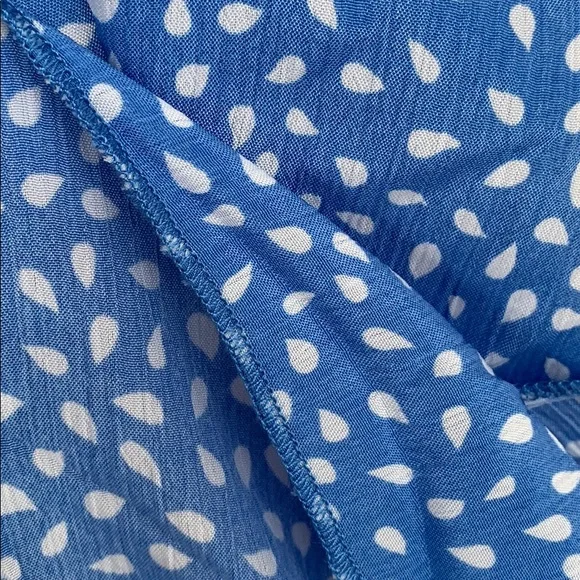 Blue Flutter Sleeve Frill Hemline Trim Dalmatian Dress - Picture 13 of 14